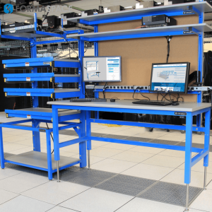 custom tech lab workstation with server racks