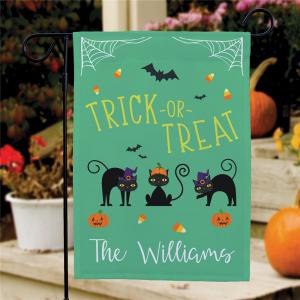 personalized bats and black cats halloween garden flag made my tippytoad