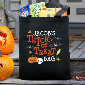 TippyToad personalized canvas halloween bats pumpkin skull trick or treat bag