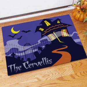 TippyToad personalized haunted house halloween doormat