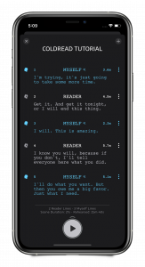 An example of what lines look like on the Iphone 11 App coldRead