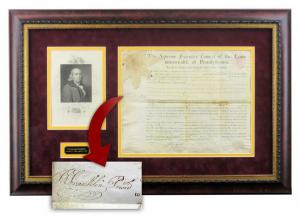 Pennsylvania land grant signed by Benjamin Franklin as President of the Supreme Executive Council of the Commonwealth of Pennsylvania, dated May 9, 1786 (est. $8,000-$9,000).
