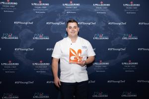 New Orleans Chef Jeremy Stephens accepts award as North America winner of the Acqua Panna Award for Connection in Gastronomy.