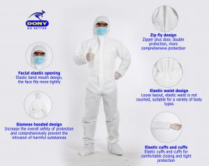 Dony Protective Clothing Coverall (Hooded Suit, shoes cover) - non woven medical disposable suit