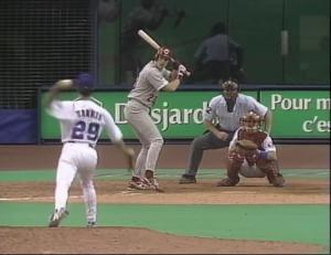 September 28, 1995, Greg A. Harris a right-handed pitcher, threw left-handed to two batters giving him the title of the first ambidextrous pitcher to pitch in a Major League game in more than 100 years. 