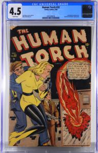 Copy of Timely Comics Human Torch #32 (Sept. 1948), featuring a Sub-Mariner back-up story and appearances from Sun Girl and Namora, graded CGC 4.5 (est. $1,000-$1,500).