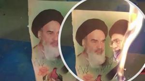 Arak – Torching posters of Khomeini and Khamenei – September 2020