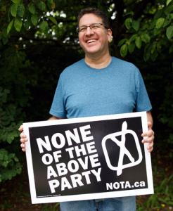 None of the Above Party candidate Above Znoneofthe (Cole Burston / THE CANADIAN PRESS)