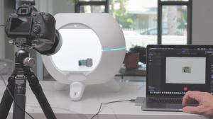 picture of the setup of the Orangemonkie Foldio 360 Smart Dome