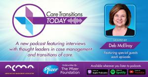 Care Transitions Today Graphic, hosted by Deb McElroy and available on all major podcast platforms.