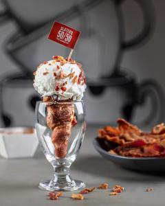 Bacon Ice Cream on a BaCONE available at Slaters 50/50 Vegas