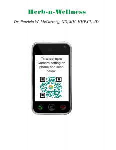 imaage of phone with qr code and Herb-n-Wellness logo