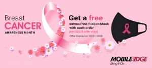 Pink Ribbon Face Masks in Support of Breast Cancer Awareness