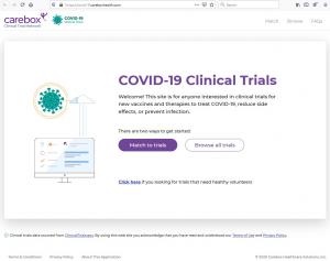Carebox COVID-19 Clinical Trials Web Site