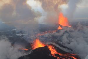 The Bárðarbunga basaltic eruption in 2014-15 covered 33 square miles of land in central Iceland.