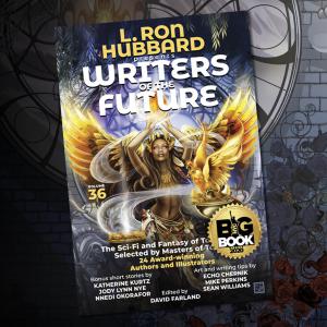 L. Ron Hubbard Presents Writers of the Future Volume 36 with NYC Big Book Award in Fantasy category placed on the book cover (square image)