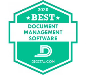 badge 2020 BEST DOCUMENT MANAGEMENT SOFTWARE by Digital.com