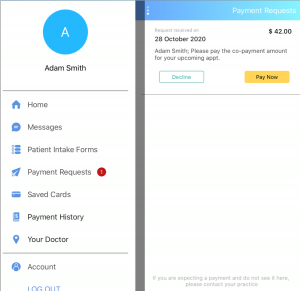 Images of mobile app enabling phone-based payments.