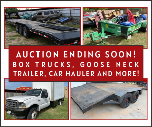 box trucks and trailer at estate auction
