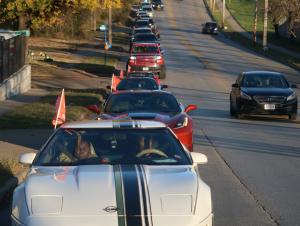 Long line of cars rides through Kansas City on the Second bimonthly  Peace Ride Sunday, November 1, to unite diverse communities to take action against mounting homicides.
