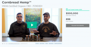 A screenshot from Cornbread Hemp's page on Wefunder.com