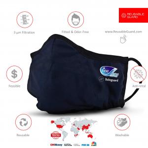 ReusableGuard - FineGuard Comfort is a sustainable reusable mask that replaces over 300 single-use masks. The FineGuard mask offers filtration that blocks 95%-99% of airborne particles > 2.5 to 3 microns and is powered by a technology that is globally cer