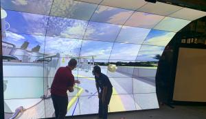 immersive virtual reality display that curves over users heads for viewing the 3D map of the universe