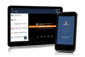 Smartphone and Tablet with LogicalDOC Mobile streaming a video