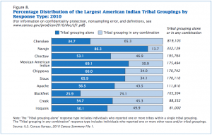 The 2010 US census lists "Mexican American Indian" as the second largest tribal affiliation in the US