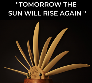 Tomorrow The Sun Will Rise Again monumental sculpture from turbine blades.