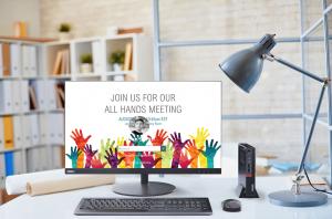 Image of Home Office - Meeting Alert appears on Employee on Screen Saver