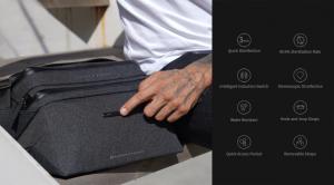 Place items to be disinfected into the Cleanie Sling Bag, zip the zipper, secure a magnetic zipper tab, and power the compartment on with an integrated external button.
