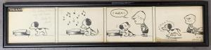 Original Peanuts daily comic strip drawn and signed by the late iconic illustrator Charles Schulz (1922-2000), dated “5-2-1952”and featuring Snoopy and Schroeder ($26,500).