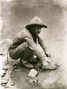 Many, like this solitary miner, came west to seek their fortunes in the California Gold Rush