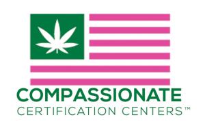 pink and green flag with weed leaf emblem