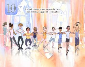 illustration of children lined up in a ballet class