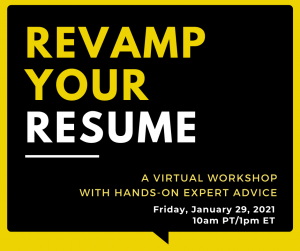 Free Virtual Workshop to Revamp Your Resume Friday, Jan. 29th