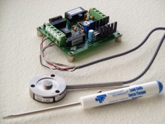LBC (Low Profile Compression Only Load Button) Load Cell and our TMO-1 (12 VDC powered Amplifier / Conditioner Module).