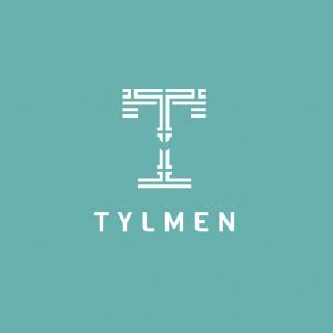 Tylmen logo white on teal
