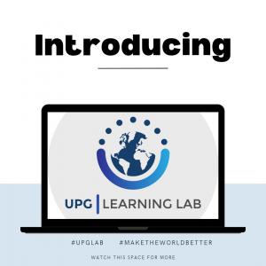 The image of the UPG Learning Lab logo on a computer