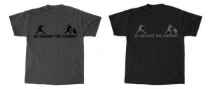 Monochromatic baseball players on gray or black tee shirt