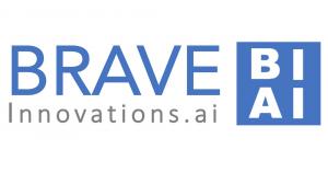 Logo spelling out BRAVE Innovations and the block letters "B" and "I" (for BRAVE Innovations) on top of "A" and "I" (for artificial intelligence). This is also a reference to the company's URL, https://BRAVEinnovations.ai .