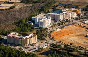 Overhead construction view of hotel development progress