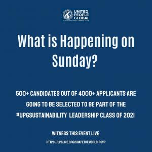 Flyer sharing news about the announcement on Sunday, 14 Feb 2021 - #UPGSustainability Leadership