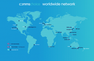 Map showing location of CommsChoice Microsoft Team Direct Routing Nodes