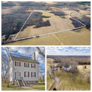 The county estate features 109.4± acres zoned A-1 with 2,190± ft. of road frontage, a 3 bedroom 2 bath 2,700± sq. ft. circa 1750 farm house (remodeled on 1985), several outbuilding and 8 acres of viable grapes and 26 acres of potential vineyard with trellis system