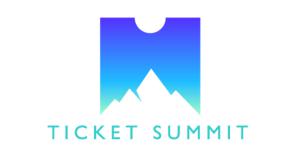 TIcket summit logo - blue lettering and logo on white background.