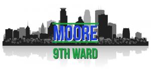 The city of Minneapolis image with the words "Ward 9" and "Moore".