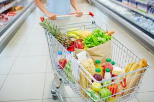 Grocery Cart with healthy foods