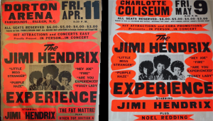 Original 1969 Globe Boxing Style Jimi Hendrix North Carolina Concert Posters.